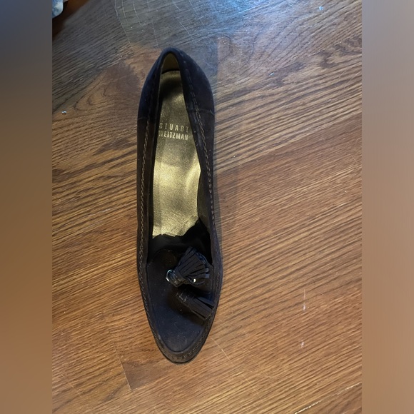 VINTAGE STUART WEITZMAN Lovely Brown Suede Tassel Square Toe Wedge Loafers 8.5M. - Picture 9 of 11